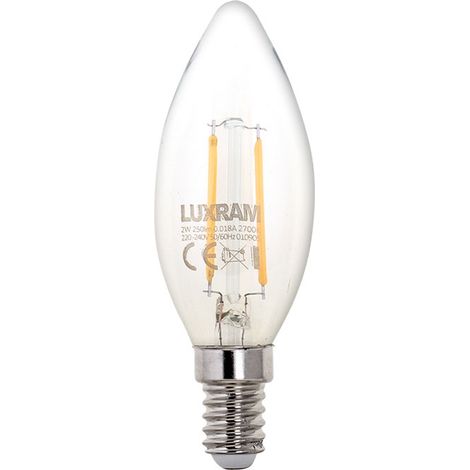 Glühbirne e14 (schlank) Kerze klassisch led 2w 2700k 250lm transparent