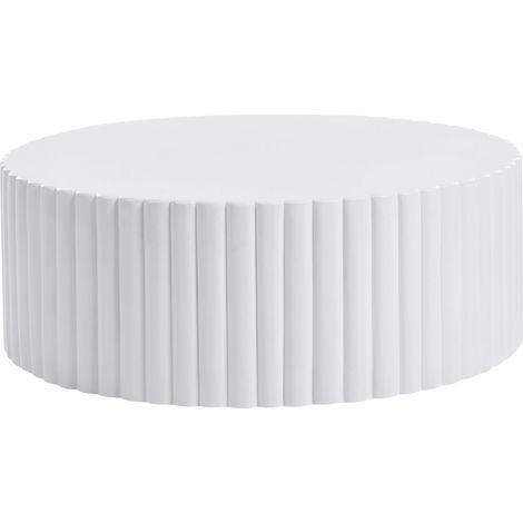 Tavolino da salotto con piano rotondo in fibra di vetro e MgO, resistente ai raggi UV, alla ruggine, all'acqua e al vento, moderno, bianco, ø 117 cm, Pozza