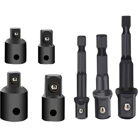 Juego de 7 piezas de extensión y adaptadores para vasos de impacto, vástago hexagonal, para taladro, portátil.