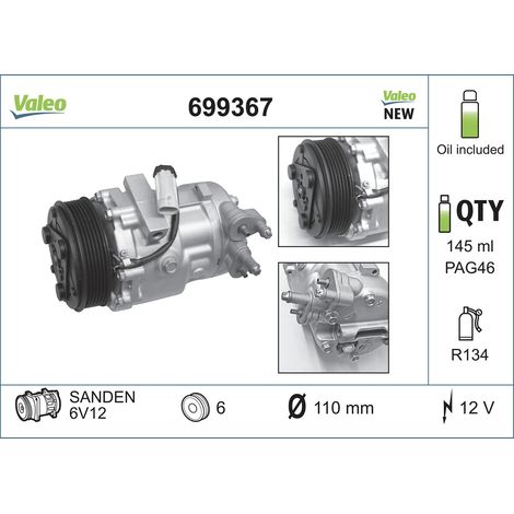 Compresseur, climatisation Valeo 699367 OPEL 13197538 4706817 6854081 93187225