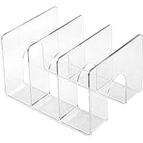 Serre-livres de bureau à 3 compartiments, organisateur de livres vertical transparent, séparateur, étagère de bureau pour l'école et la maison (1/4)