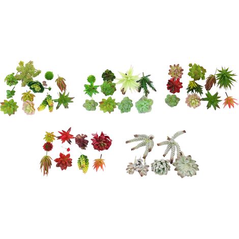Conjunto de plantas suculentas artificiales realistas, sin maceta, para armar, ideales para decoración de interiores, hogar, oficina y jardín. (1/5)