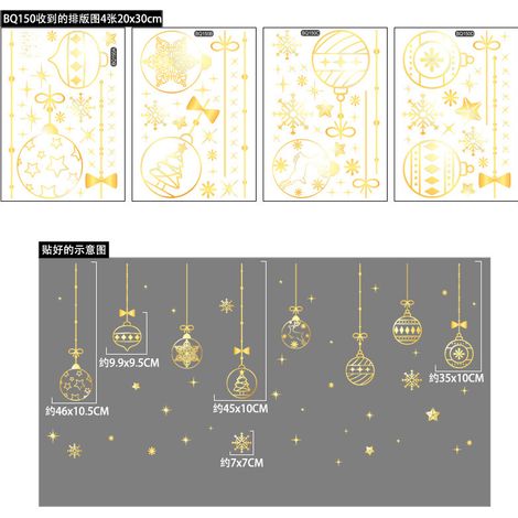 Autocollants de Noël pour vitrines de centres commerciaux, autocollants Père Noël et flocons de neige, best-sellers Amazon, vente en gros.