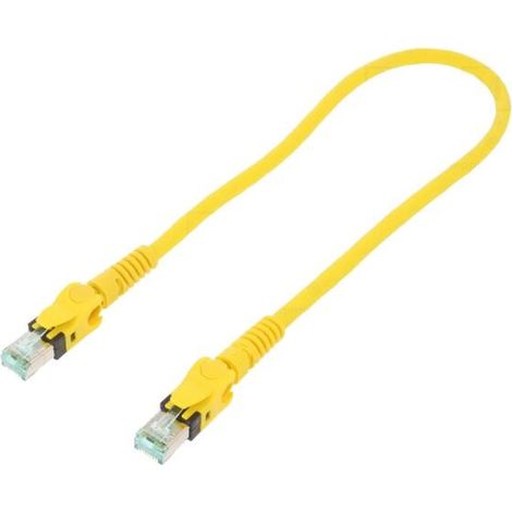 Cable reseau RJ45 male S-FTP Cat 6a jaune - 0.5m