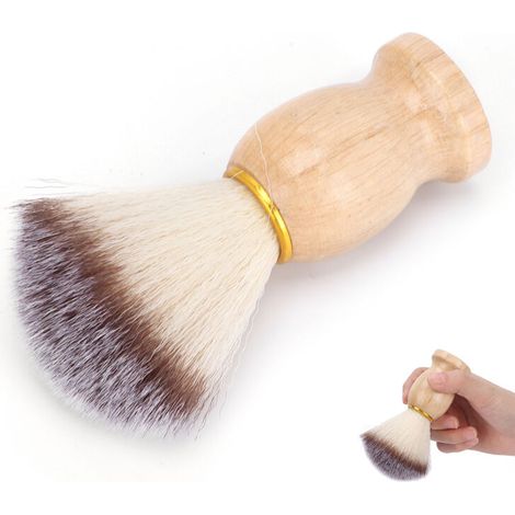 Brosse à barbe en bois pour homme avec poils synthétiques doux, soin du visage et rasage (1/5)