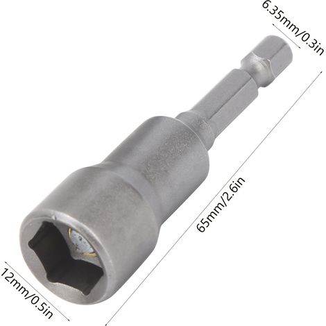 Douille hexagonale de 12 mm en chrome vanadium avec aimant puissant et écrou haute résistance, foret pour pistolet, douille pour clé dynamométrique électrique, lot de 5 (1/5)