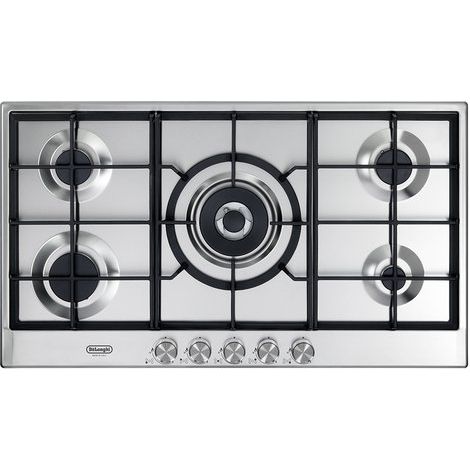 De'Longhi NSL590X Piano cottura Gas 90 cm 5 fuochi 1 doppia corona griglie in ghisa colore Acciaio inox (1/6)