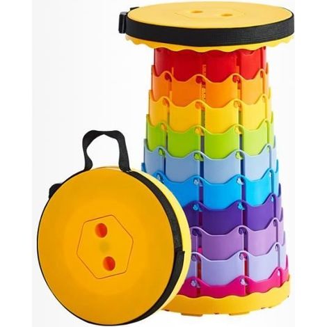 (Gelber Regenbogen-Mashup) Klappbarer Hocker – Regenbogen – Gelb – Höhenverstellbar – 45 x 25 cm – 200 kg (1/3)