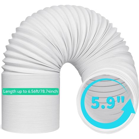 Tuyau d'échappement portable pour climatiseur : pièce d'échappement universelle de rechange pour climatiseur Qoosea de 15,2 cm de diamètre jusqu'à 2 m dans le sens contraire des aiguilles d'une montre