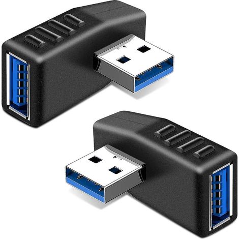 2 adaptateurs USB 3.0 coudés, connecteurs USB coudés (1/4)