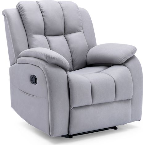 BROOKLINE FABRIC RECLINER GAMING CINEMA LOUNGE SOFA CHAIR GREY