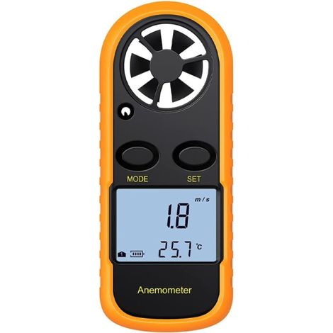 Digitales LCD-Anemometer mit Thermometer, Windgeschwindigkeits- und Luftstrommessung, hintergrundbeleuchteter Anzeige für den professionellen Einsatz (1/5)
