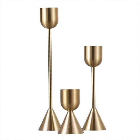 Bougeoirs en métal de style chinois, décoration de mariage dorée simple (1/5)