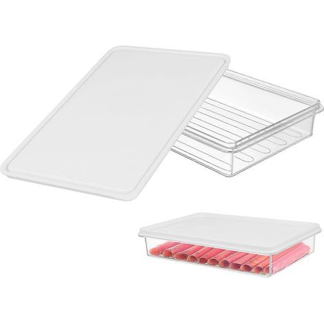 Boîte de conservation transparente pour viande, boîte à bacon, récipient de conservation des aliments pour réfrigérateur-20.00X13.50X3.70CM-Transparent1 (1/4)