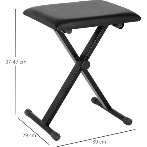 Banc de piano pliable et réglable en hauteur avec patins antidérapants, noir, 39 x 29 x 47 cm (1/5)