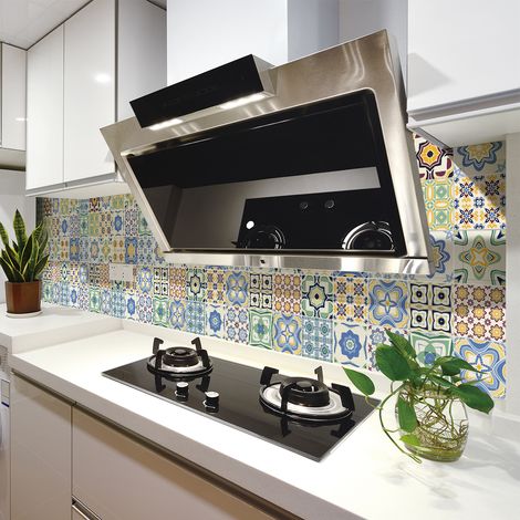 Sticker Mural Carrelage adhésif Cuisine Salle de Bain - 30 STICKERS CARRELAGES AZULEJOS SALVIA - 30stickers10x10cm (1/5)