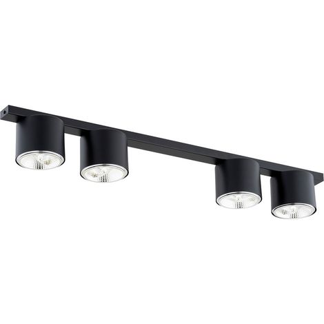 Lampada a Soffitto Nano, Acciaio verniciato a polvere, Nero, 90x11,5x11,5 cm
