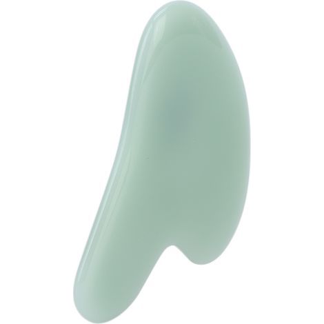 Outil de massage facial Gua Sha en pierre de jade naturelle, planche de massage Gua Sha pour soulager les tensions du visage, couleur pêche et vert clair. (1/5)