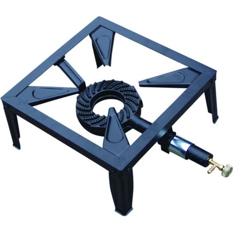 Fornellone a Gas da esterno Professionale, Acciaio Smaltato e Ghisa, Potenza 5,8 kW, Nero - cm.30x30x14