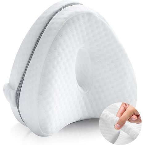 Almohada para piernas，Espuma viscoelástica，para quienes duermen de lado，alivia la ciática y el dolor de piernas，algodón blanco (corazón (1/5)