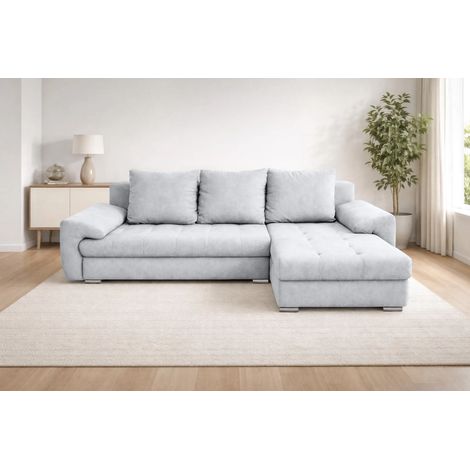 AX LIVING Manisa Wohnzimmer Couch L Form Couch hellgraues Schlafsofa R