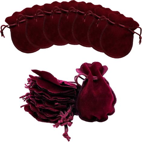 50 pochettes en velours avec cordon de serrage, pour ranger bijoux, bonbons, petits cadeaux et éviter les rayures (7 x 9 cm, rouge) (1/5)