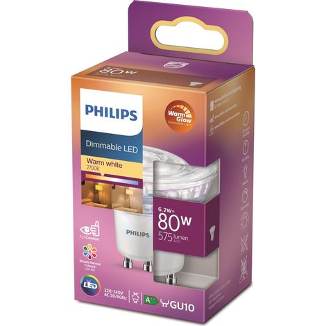Ampoule LED, remplacement pour 80 W GU10, blanc chaud (2200 - 2700 K), 575 lumens, à intensité variable (1/5)