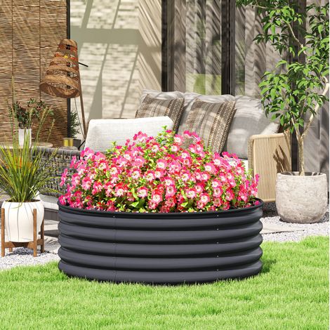 Bancal elevado Ø120x43 cm gris oscuro de acero galvanizado con base abierta y borde de seguridad (1/5)