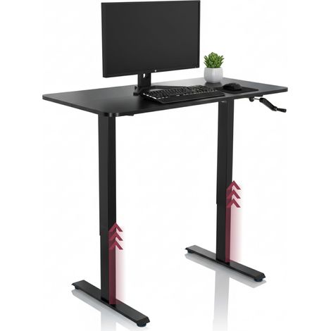 Bureau d'ordinateur réglable en Hauteur Stand 120x60 cm, Cadre en Acier, Bureau Assis-Debout, Réglage par Levier, Noir (1/5)