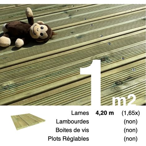 Terrasseenbois.Fr – Lames de terrasse en pin autoclave vert 27x145mm – Longueur 4,2m – Traitement Classe 4 pour durabilité – Pour terrasses en bois