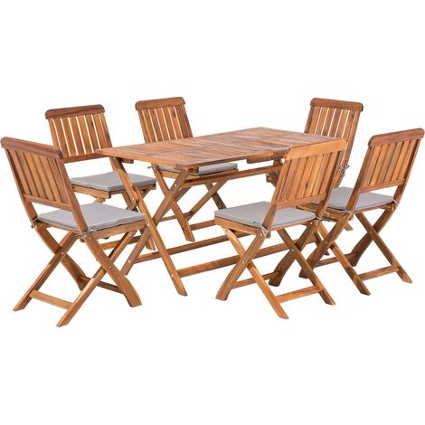 Gartenmöbel Set 6-Sitzer CENTO inkl. Kissen Akazienholz Braun