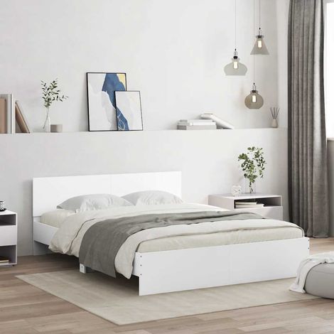 Cadre de lit 160 x 200 cm avec éclairage LED RGB blanc, sommier à lattes, sans matelas - PANGIVO (1/5)
