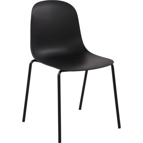 Chaise de jardin x1 en plastique noir et cadre robuste à quatre pieds en acier 100007289 (1/5)