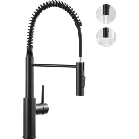 Mitigeur de Cuisine à Ressort avec Douchette Extensible, Mitigeur Ressort avec 2 Fonctions, Noir Robinet Douchette de Evier Rotatif à 360° (1/5)