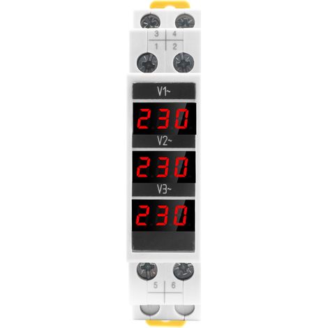 Disjoncteur SDM010, type rail modulaire, voltmètre numérique triphasé, instrument électrique électronique, AC 80-500 V, 1 pièce (1/4)