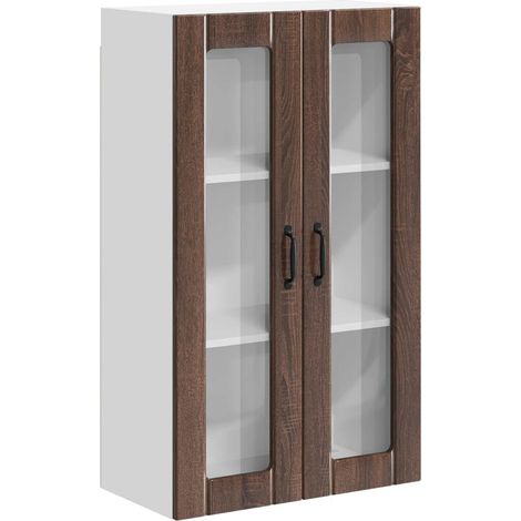 Maison Exclusive - Mobile in vetro da parete LUCCA Rovere Marrone 60 x 31 x 100 cm
