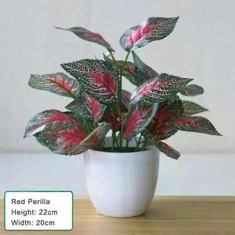 Bonsaï artificiel en pot, plante champêtre, herbe verte pour la décoration de la maison, du bureau ou du salon, fleur artificielle rose (1/4)