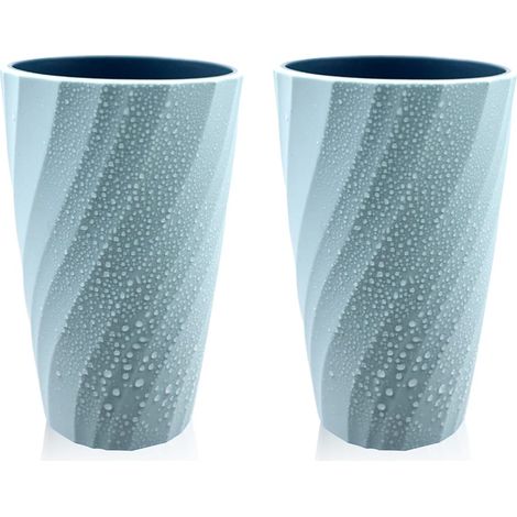 Lot de 2 gobelets de Salle de Bain incassables, Doux et Durable, pour Brosse à Dents (Bleu Foncé) (1/5)