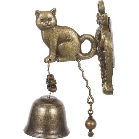 Carillon éolien vintage en métal en forme de chat sonnette rustique de commerçant pour l'ouverture de porte carillon animal rétro pour jardin ou cour. (1/4)