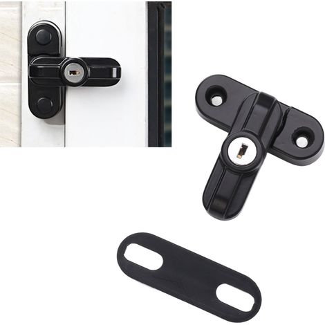 Verrou de fenêtre à ouverture extérieure, verrou de type T, verrou de fenêtre à battant, verrou antivol en alliage d'aluminium, noir. (1/5)