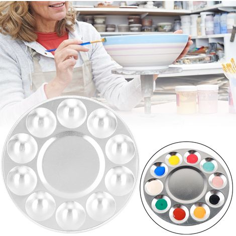 Palette en aluminium à 10 compartiments, outil en céramique, palette de peinture pour surglaçure et sous-glaçure