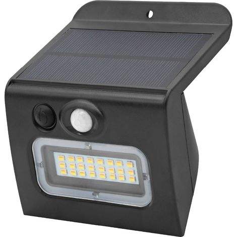 Egoda Applique LED solare con sensore di movimento e crepuscolare 3W 3000 - 4000 - 6500K Nero (1/5)