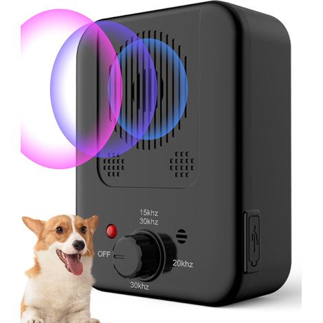 Dissuasore Ultrasuoni Cani – Rilevamento 10m, Portata 15m, Frequenza 15-30kHz – Custodia ABS Impermeabile IPX4 Ricaricabile USB – Design Moderno per Interni ed Esterni (1/5)