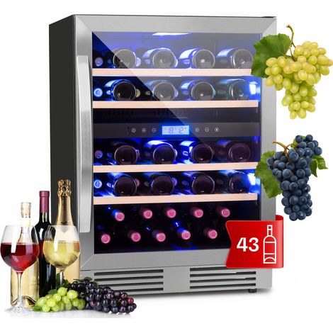 Klarstein Cave a Vin Encastrable, Caves à Vin de Conservation de 129L, Porte en Verre, Cave a Vins à Double Zone, Bar Int/Ext, Frigo Vin Bizone, Cave a Vin de Vieillissement, Cave à Vin 43 Bouteilles