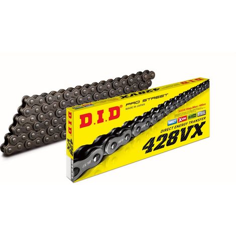 Cadena de transmisión DID 428VX-116 (116 eslabones) con anillo X (abierto + clip)