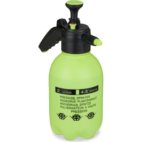 1 Pulvérisateur manuel, buse réglable laiton, réservoir 2L, plastique vert clair noir, jardin désherbage (1/5)