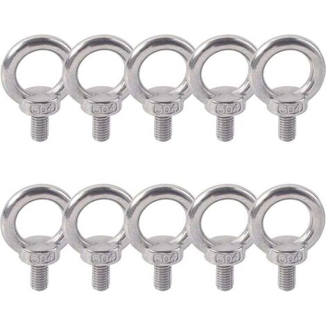 Anneau De Levage 304 Acier Inoxydable Filetage Mâle Boulon À Oeil M5X10 Boulon Vis Machines Épaule Levage de Poids Marin Boulons 10 PCS