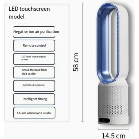 Ventilador de escritorio de 58 cm con 8 velocidades y función de temporizador, ideal para salón y dormitorio (azul, 1 unidad, enchufe estándar europeo). (1/5)
