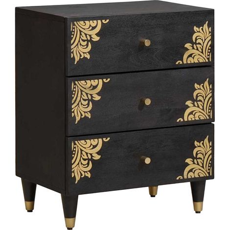 Bedside Cabinet Black 50 x 33 x 62 cm Solid Mango Wood vidaXL