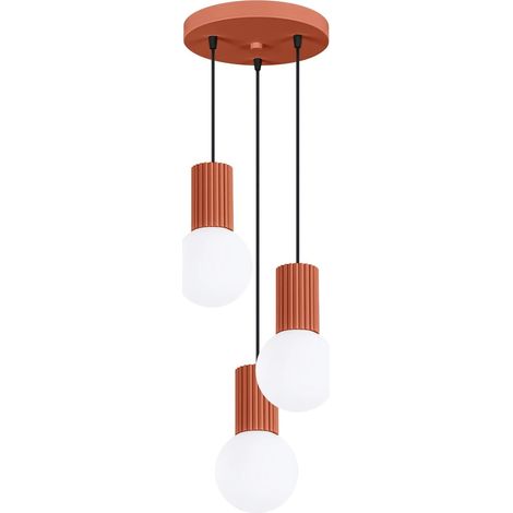 Lámpara colgante Mido rojo, 3 luces (1/5)